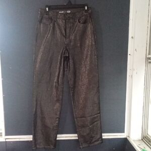 Euc Old Navy Shiny black High Rise OG Loose Size 4 Pants Jeans